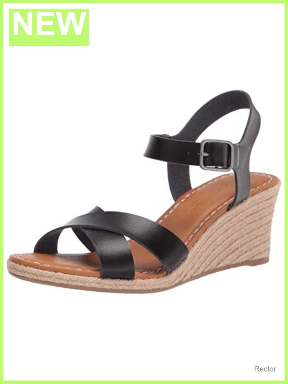Wedge Espadrille Sandal Faux Leather Adjustable Buckle Slingback